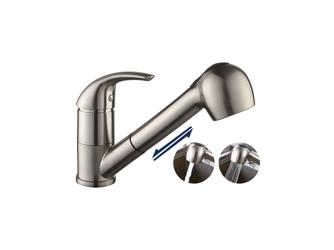 Torneira Misturadora De Cozinha, Misturador De Cozinha Com Chuveiro Extensível, 2 Jatos E Função De Desligamento