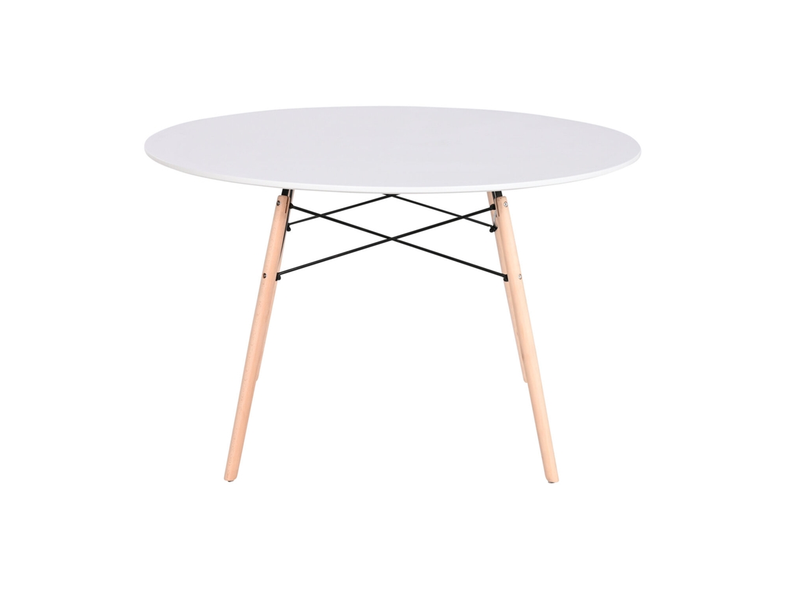 Mesa de Jantar Redonda em Mdf Cor Bétula Branca ALEXANDRA HOUSE LIVING (120x120x74cm)