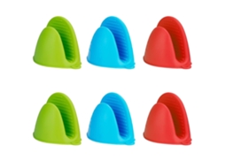 3 Pares de Luvas de Silicone para Forno Resistentes Ao Calor Até 240°c com Design Antiderrapante e Pendurado (3 Cores)