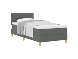 Cama De Solteiro | Camas Para Quarto | Cama Box Com Colchão Cinza Escuro 100 X 200 Cm Tecido