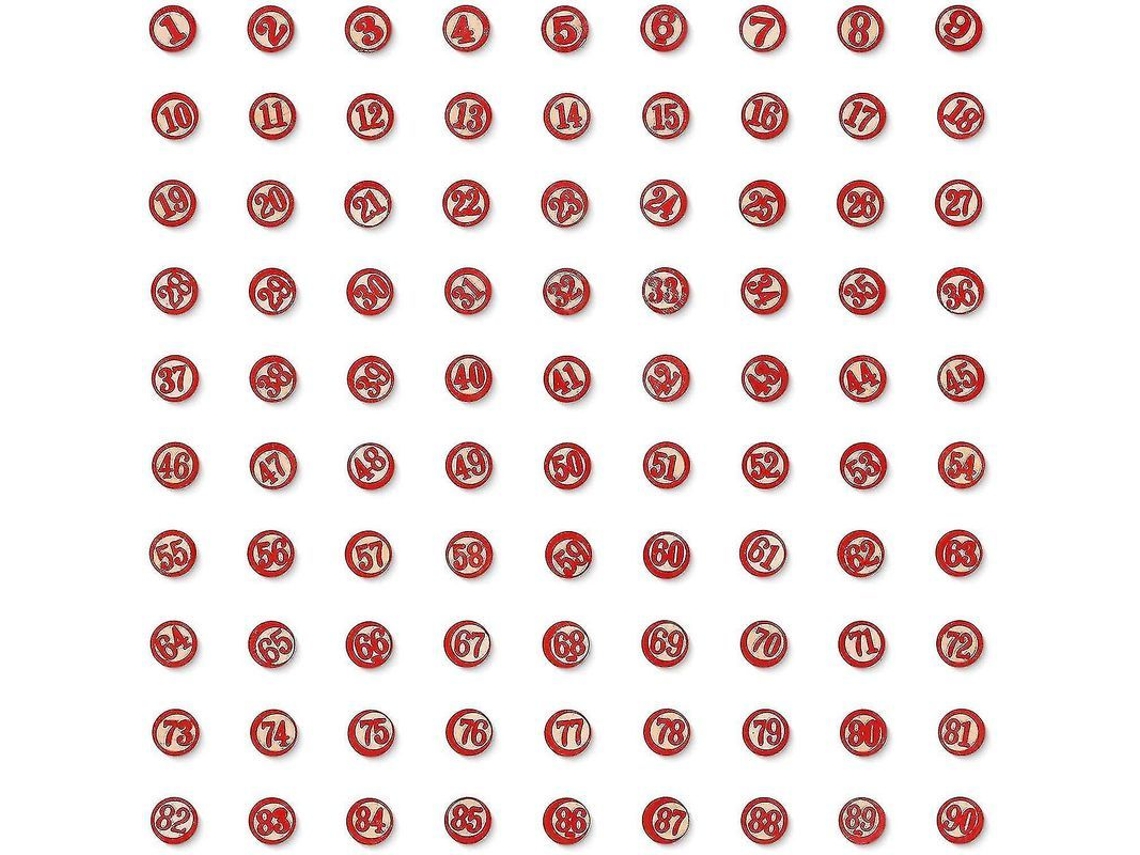 2026 fichas Italianas para El Juego de Tómbola, 90 Piezas Antiguas de Madera Numeradas Del 1 Al 90 para Bingo, Loterías, Juegos Y Manualidades.