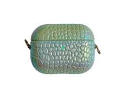 Estojo para fones de ouvido em policarbonato com estampa colorida de crocodilo e cabo metálico resistente a perdas. GIECY