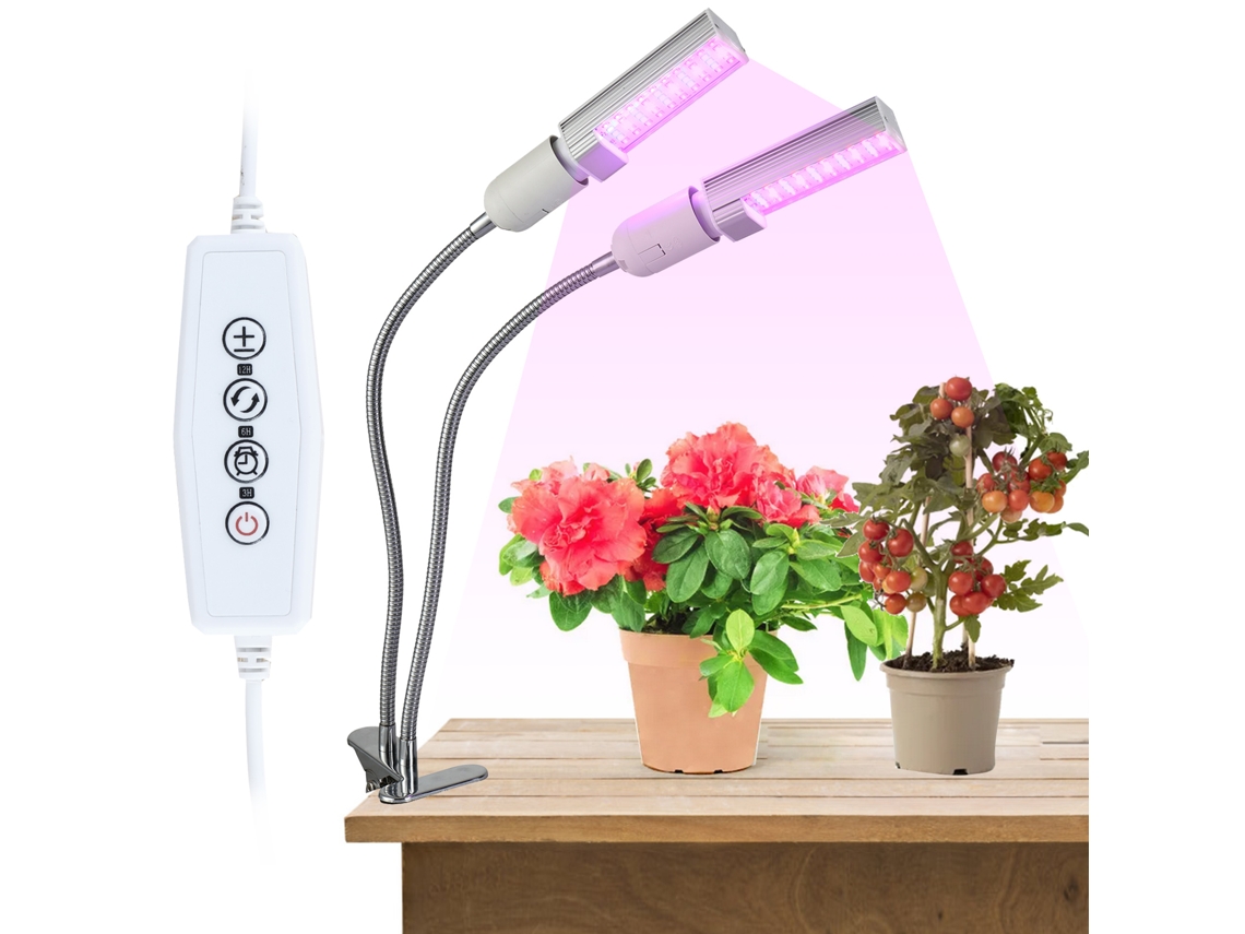Lâmpada de Crescimento E27 Led bivolt 2 cabeças luz vermelha e azul com Temporizador 3/9/12h | S/MARCA