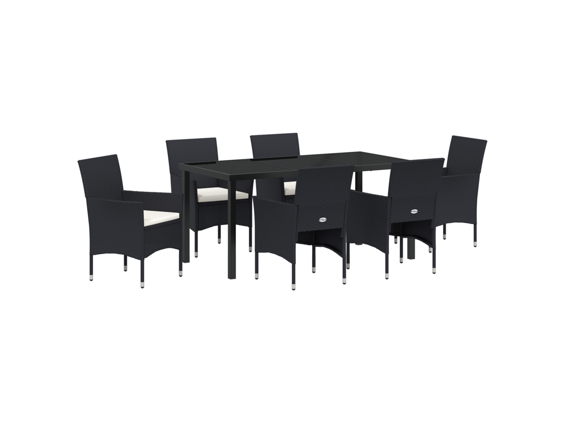Conjunto 7 De Jantar Para Jardim Vidaxl Preto Vime Pe