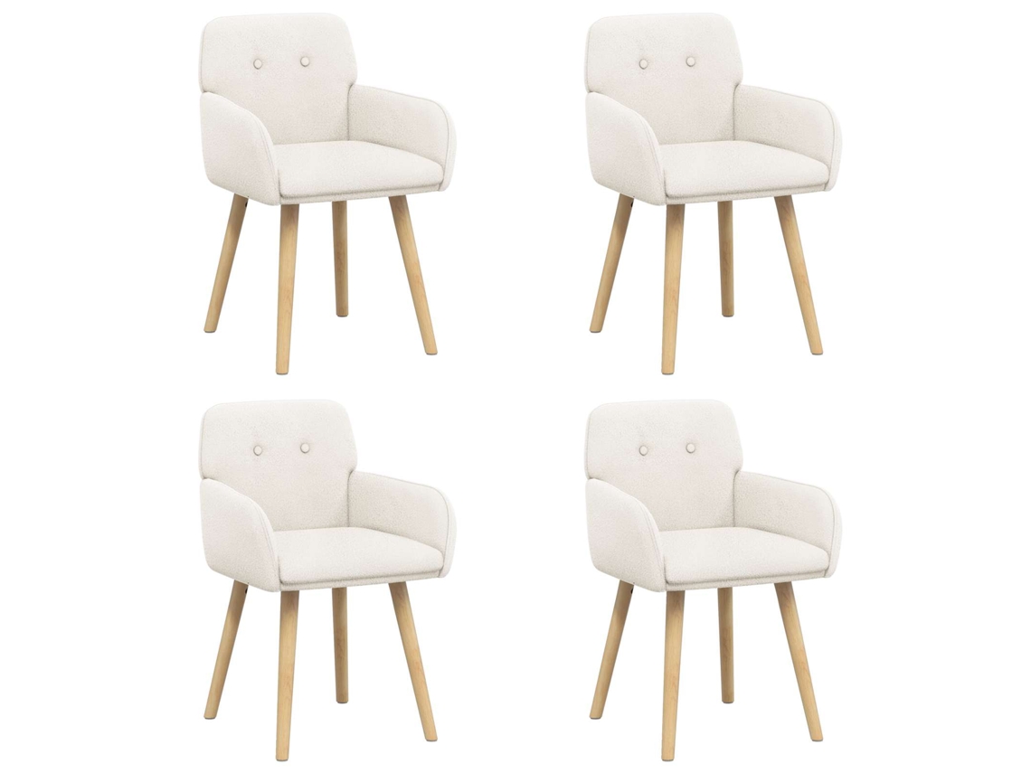 Conjunto 4 Cadeiras De Jantar Vidaxl Creme Bouclé (59 X 57 X 85 Cm)