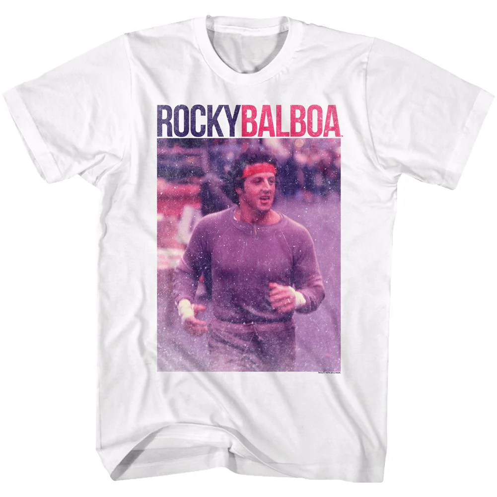 Unisex Adult T-shirt Rockinstone Rocky Movie Pic With Name White Sizexxl