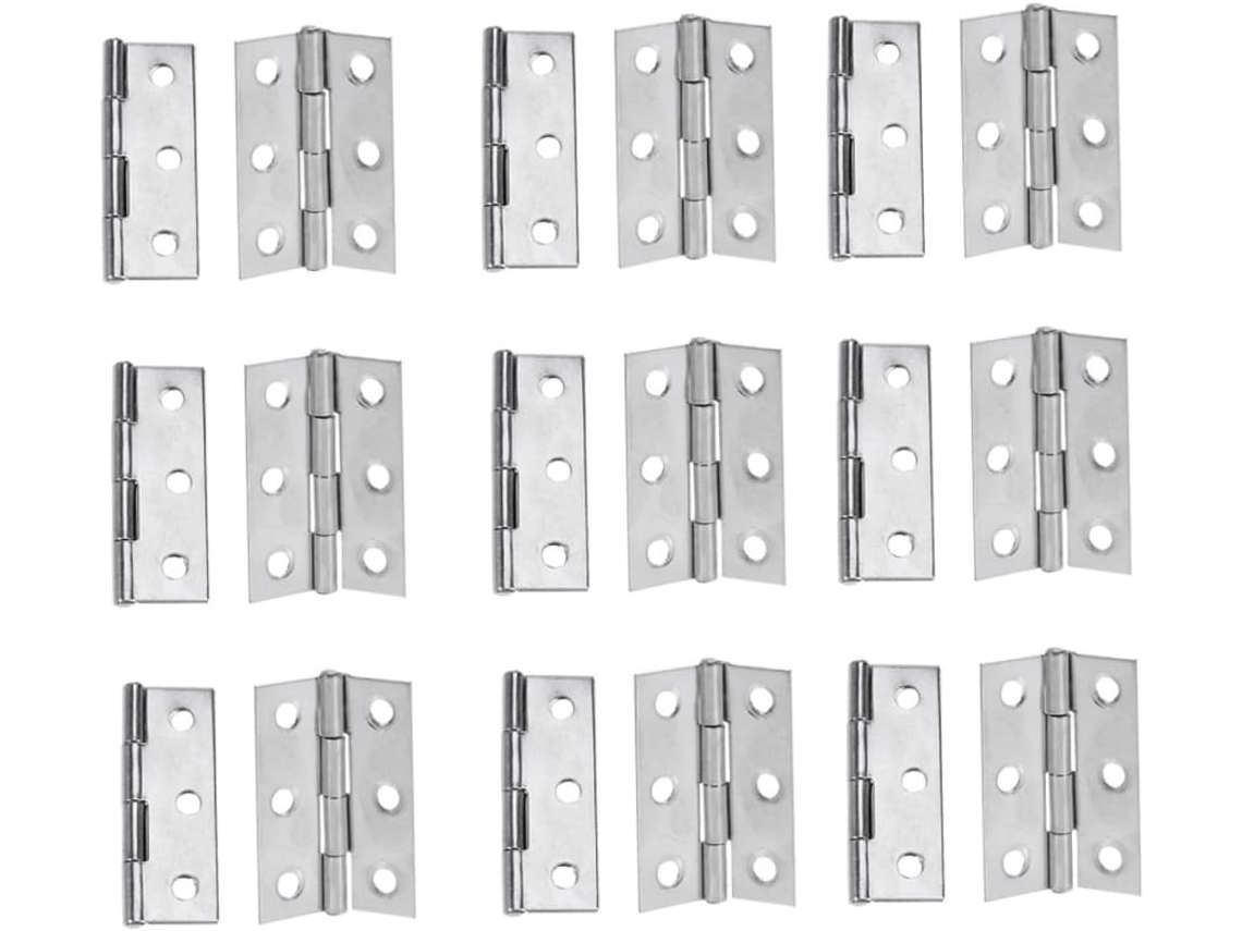 Dobradiças De Aço Inoxidável Para Portas, 20 Peças, Prateadas, Com