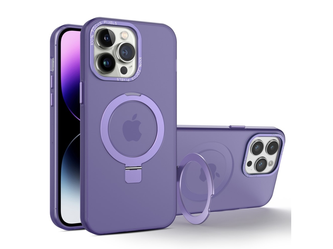 Suporte Casa Emborrachado Magsafe Para Iphone 15 Pro Max Pele Sintética Roxo