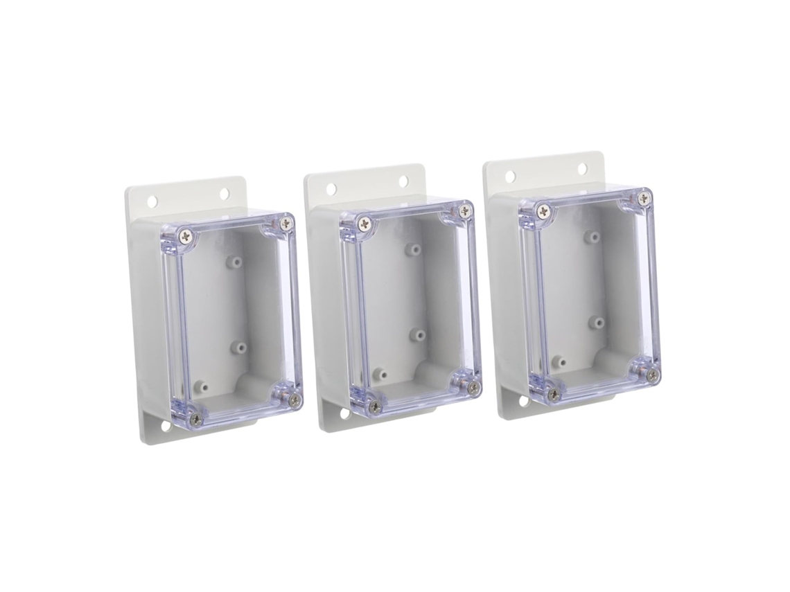Conjunto de 3 Caixas de Junção Transparentes À Prova D'água para Uso Externo, Resistentes a Intempéries. SFUSHOS