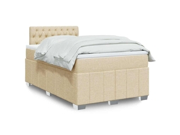Vidaxl Cama Com Molas/colchão 120x200 Cm Tecido Cor Creme