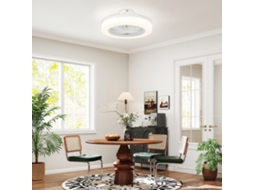 Ventilador De Teto Com Luminária Led 6 Velocidades Controle Remoto Branco
