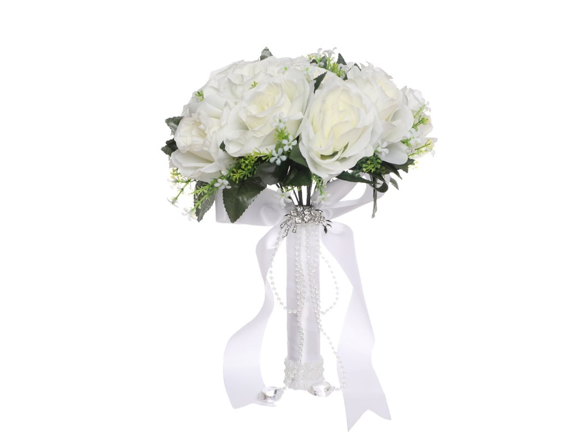 Buquê de Noiva Artificial Branco Estilo Coreano para Casamento BRILVIBERA