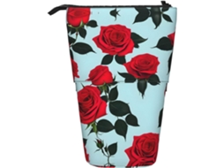 Red Roses Case Trousse Crayons Télescopique Print Porte-stylo Durable Debout Étui Crayons Légère