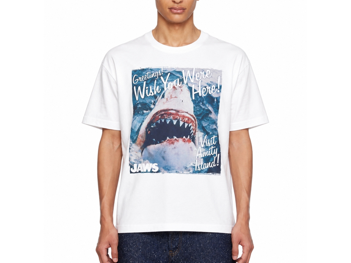 Rockinstone Jaws Movie Greetings White Adult T-shirt Size:l