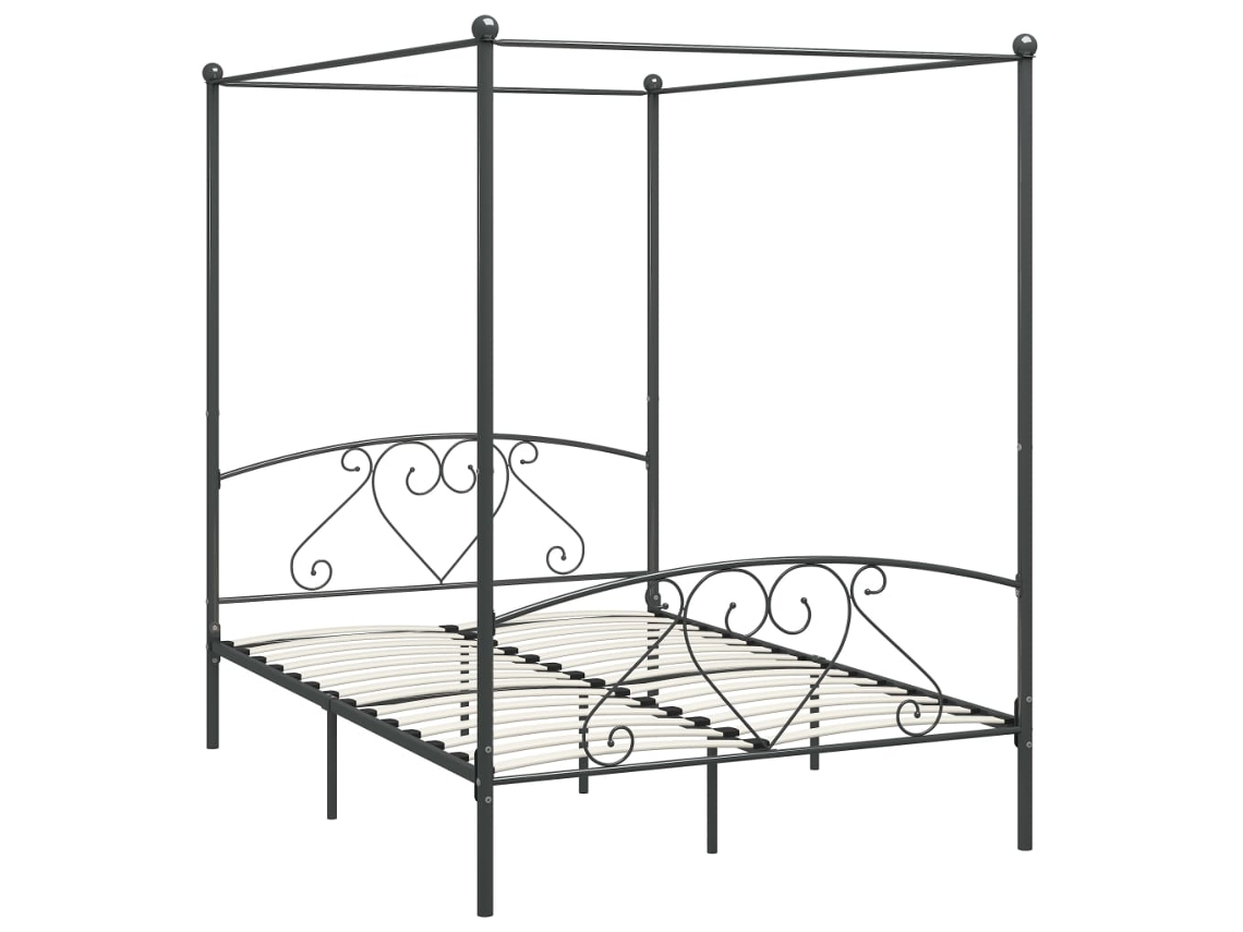 Estrutura de Cama com Dossel MAISON EXCLUSIVE 160x200 cm Metal Cinzento