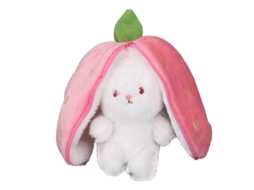 Walshlxq muñeco de Peluche Conejo Reversible, Almofada de Brinquedo, Animal Carinhoso, Decoração para Casa, Morango, 25cm