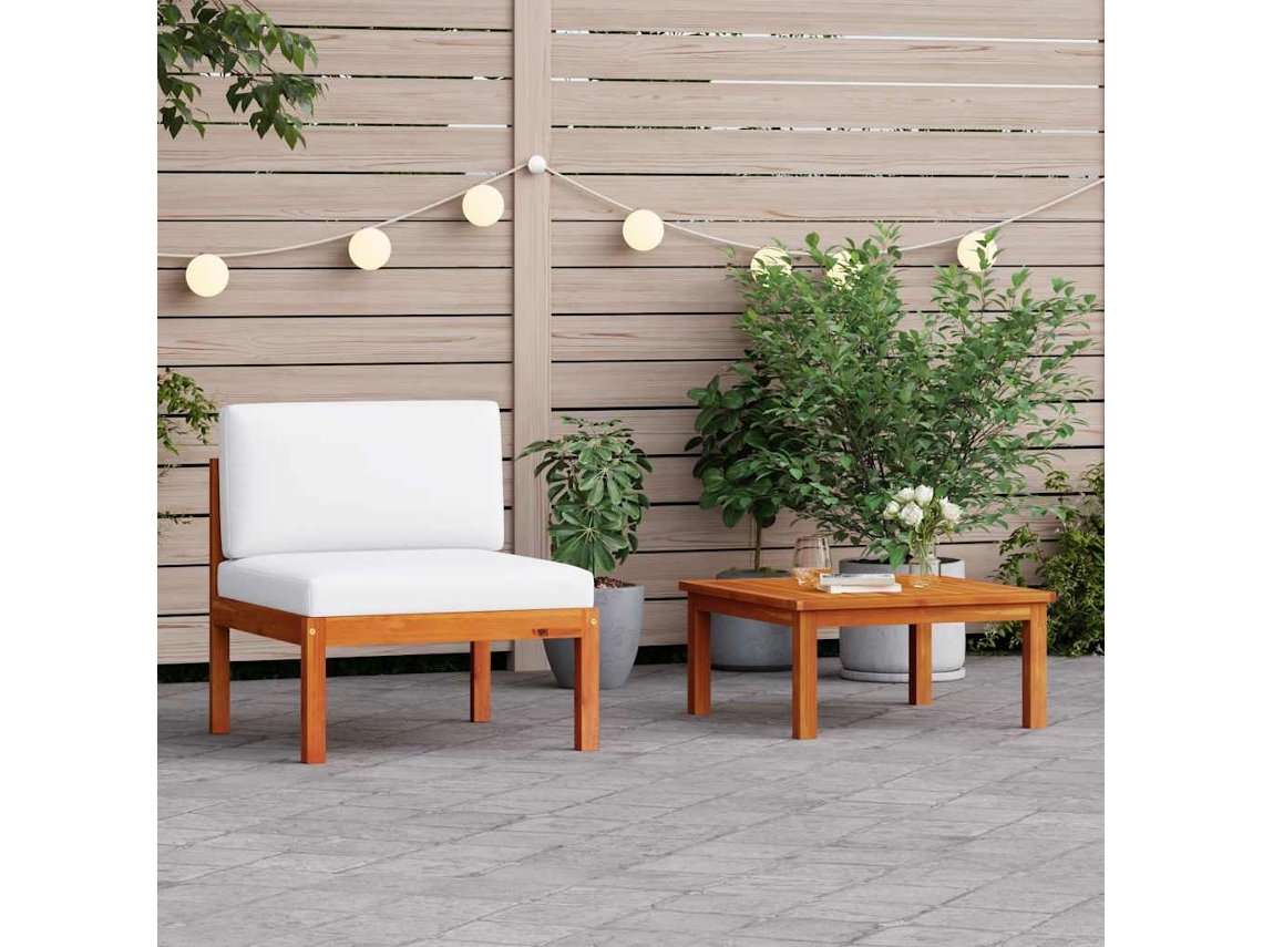 Vidaxl Conjunto De Lounge De Jardim Vidaxl De 2 Peças Com Almofadas De Madeira De Acácia E Corda