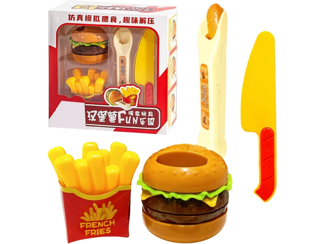 Jogo De Faz De Conta De Fast Food | Alimentador Automático Removível | Jogo Educativo De Comida | Ki Vayotoy