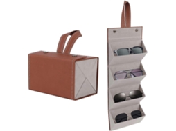 Estojo Organizador para Óculos de Sol, Óculos com 4 Compartimentos, Dobrável para Viagem, Expositor para Vários Óculos AQUAFORGE (marrom)