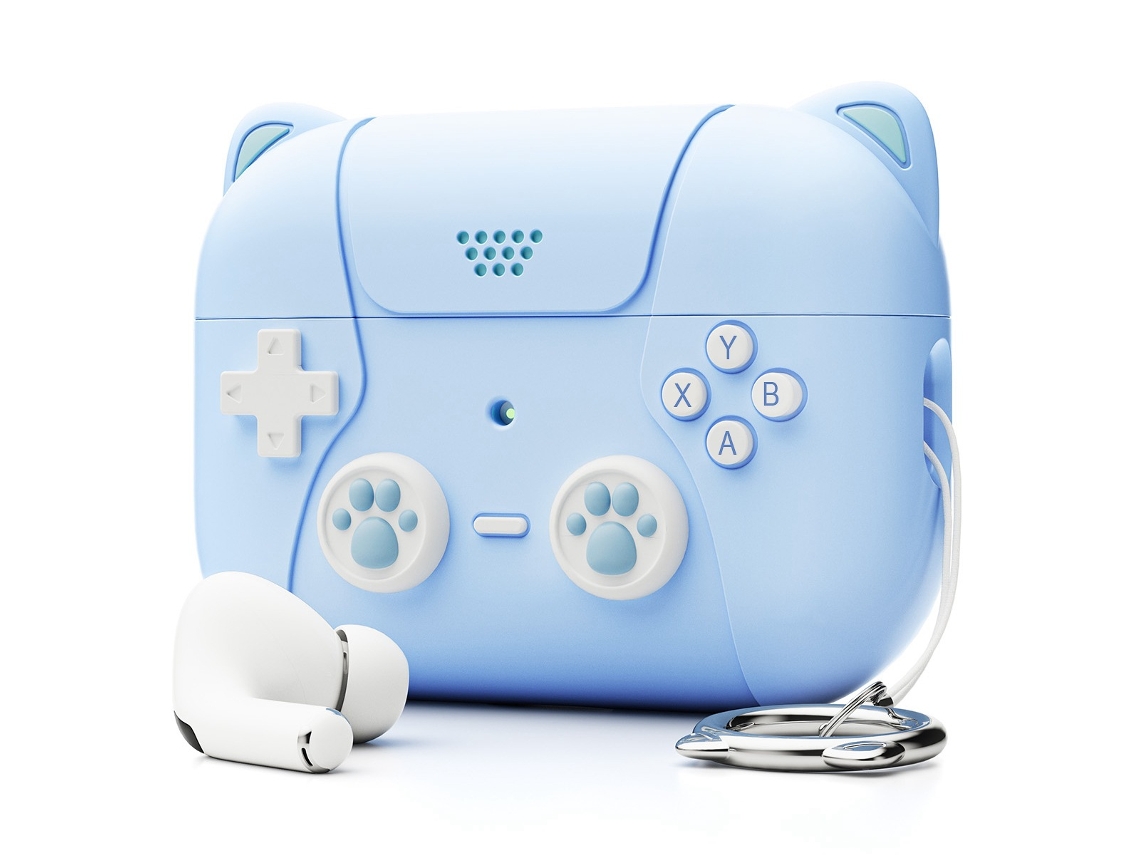 Capa de Silicone para Airpods Pro 2 com Orelhas de Gato Azul PANOONA