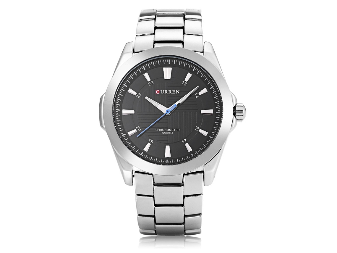 Relógio masculino de quartzo para negócios, à prova d'água, com pulseira de liga metálica (preto e branco)