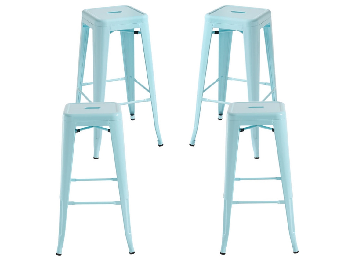 Pack 4 Bancos Torix Altos 76 Cm - Azul Céu