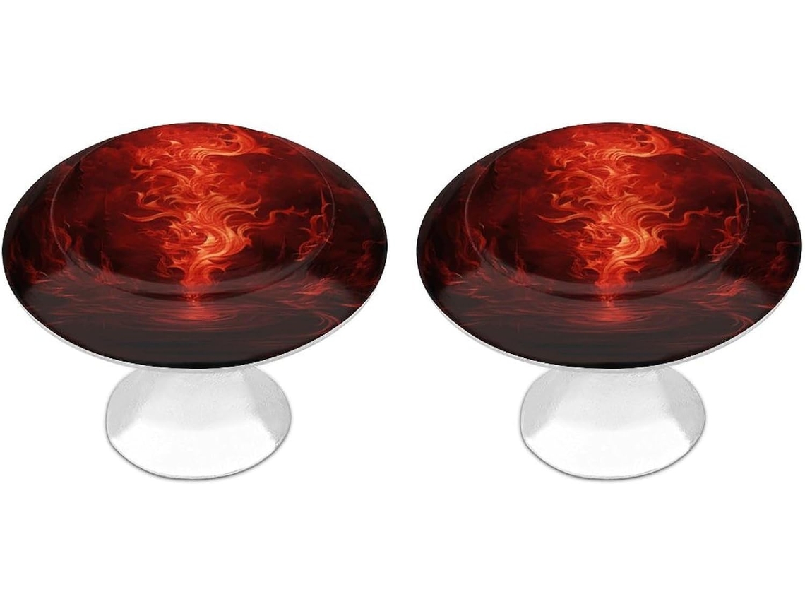 Puxadores Redondos Em Aço Inoxidável Com Design De Chama Vermelha Para Armários E Gavetas Cozinha, Closet, Banheiro E