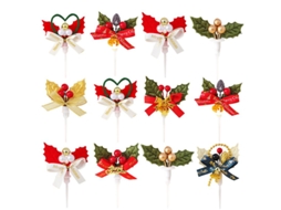 24 Unidades De Enfeites De Bolo De Natal