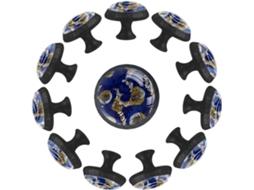 Puxadores E Botões Redondos Para Gavetas Armários, Conjunto De 12 Peças, Fundo Azul Com Desenho De Escada Em Espiral