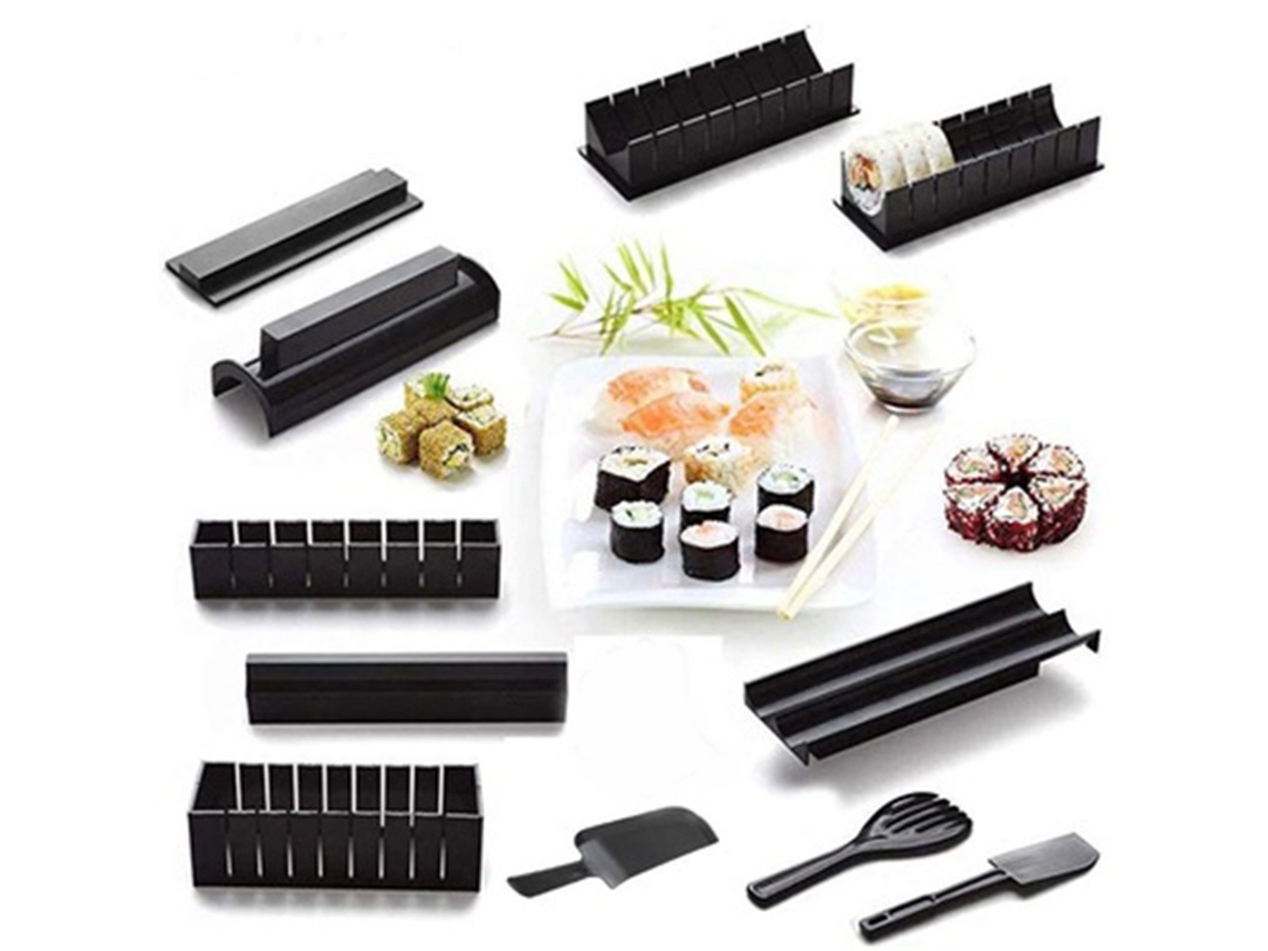 Kit Para Fazer Sushi Com 11 Peças De Ferramentas Plástico E 8 Formatos Diferentes