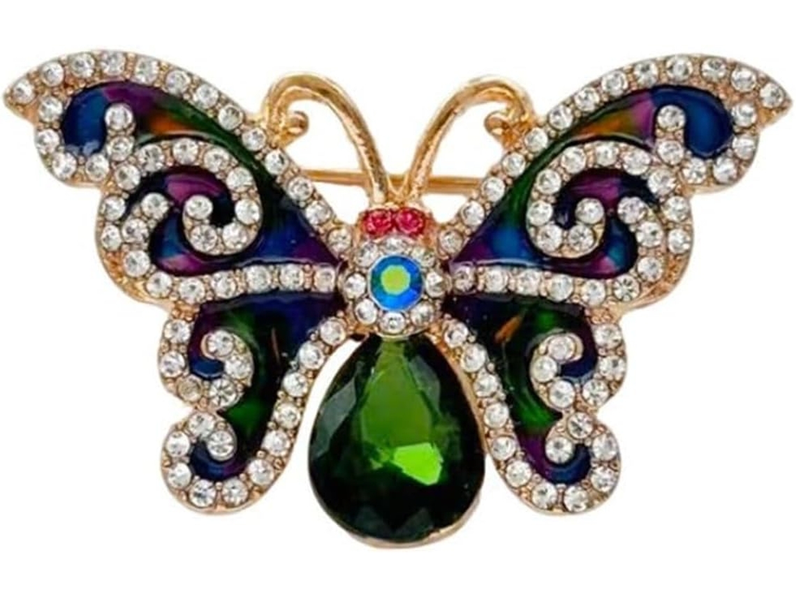 Broche Artesanal Com Borboletas Verdes Para Mulheres