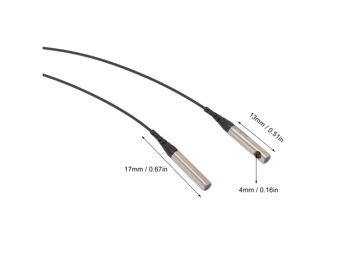 Cabo sensor de fibra óptica de 2 peças, distância de detecção de 0-3600 mm, sonda óptica de feixe passante TP-16C