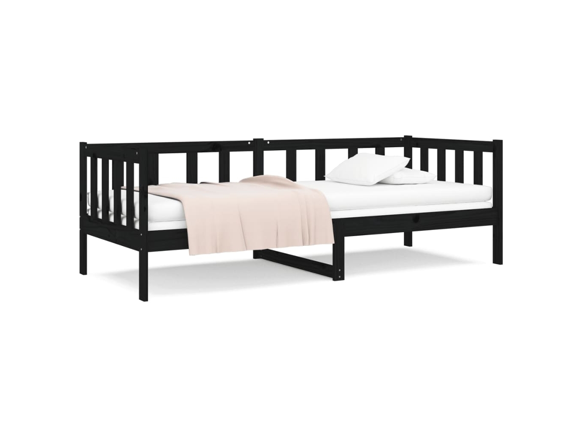 Day Bed, Day Beds Vidaxl Preto Madeira De Pinho (90 X 190 Cm)