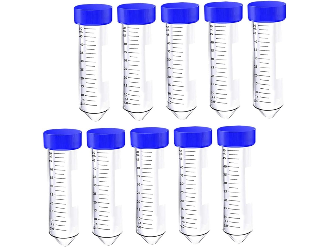 Conjunto De 50 Tubos De Centrífuga Com Tampas, Tubos De Ensaio Científicos Graduados.
