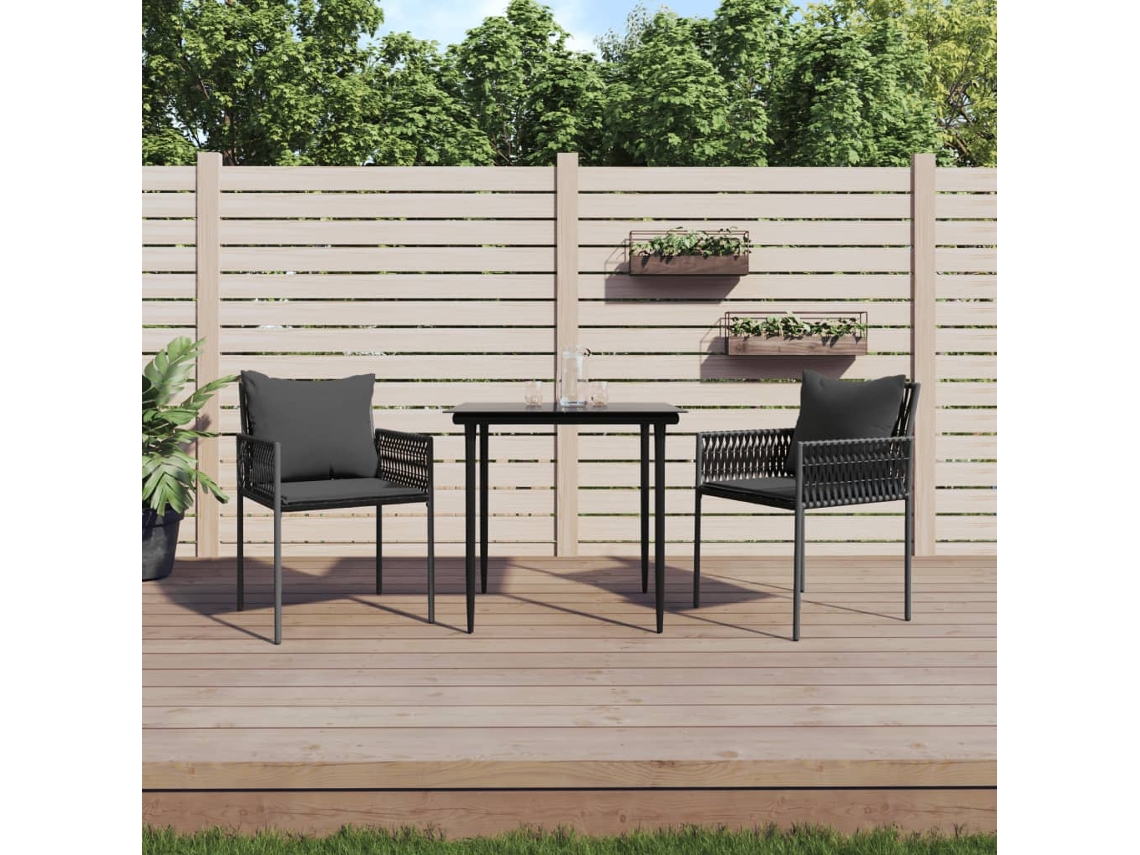 Vidaxl Cadeiras Jardim C/ Almofadões 2 Pcs 54x61x83 Cm Vime Pe Preto