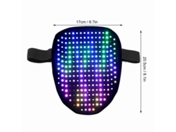 Máscara de LED recarregável com sensor de gestos, unissex, ideal para cosplay, festivais e festas.