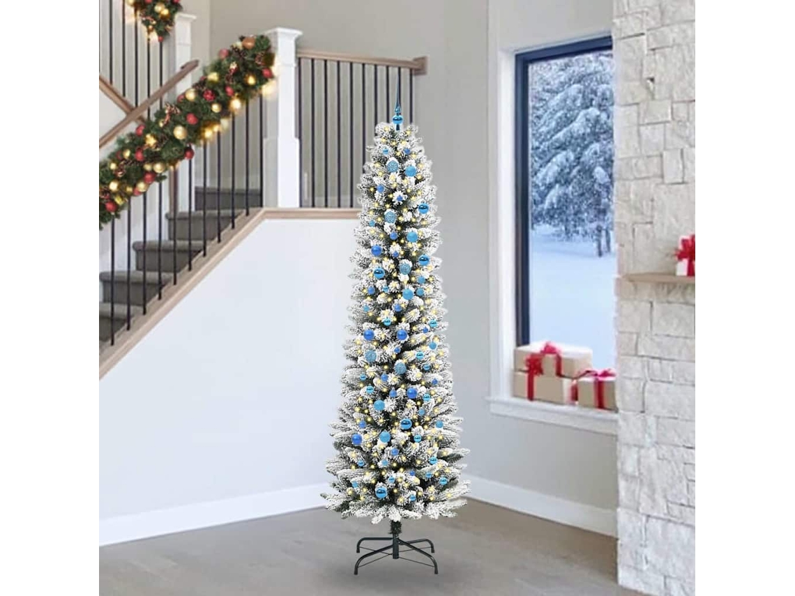 Vidaxl Árvore De Natal Artificial Branco 240 Cm Pvc, Metal E Plástico