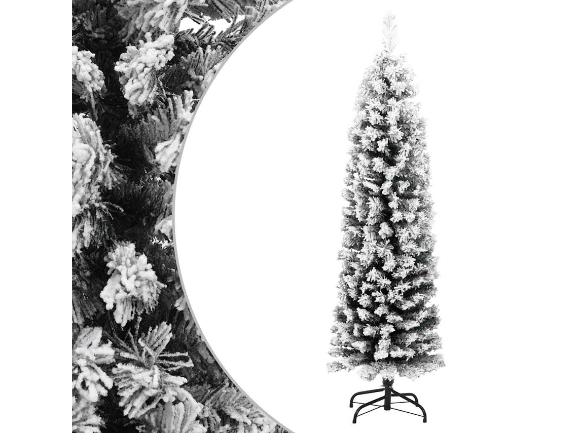 Vidaxl Árvore De Natal Artificial Fina Com Neve 150 Cm Pvc Verde