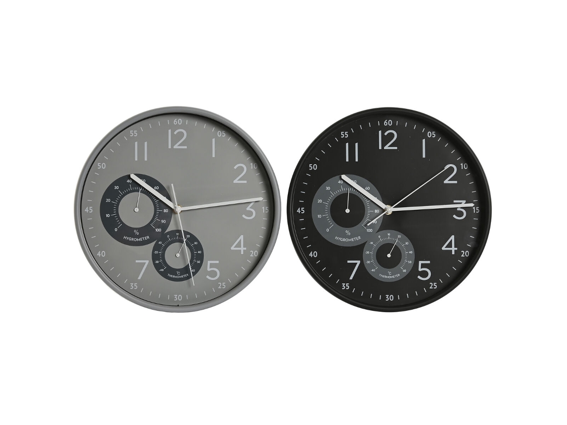 Relógio de Parede HOME ESPRIT Preto Cinzento PVC 30 x 4,7 x 30 cm (2 Unidades)