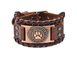 Pulseira De Couro Com Design De Garra De Lobo Estilo Antigo