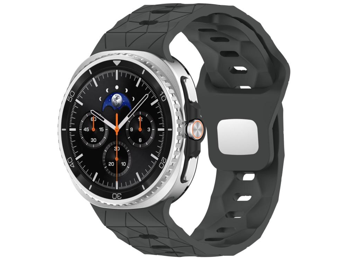 Bracelete para Samsung Galaxy Watch 8/8 Classic Silicone com Textura de Futebol Clássica e Fivela Reversa em Aço Cinza XIAOMOYU