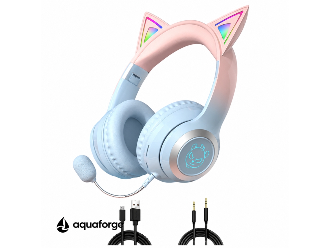 Fones De Ouvido Bluetooth Infantis Com Microfone Cancelamento De Ruído Enc Led Hi-fi Design Com Orelhas De Gato