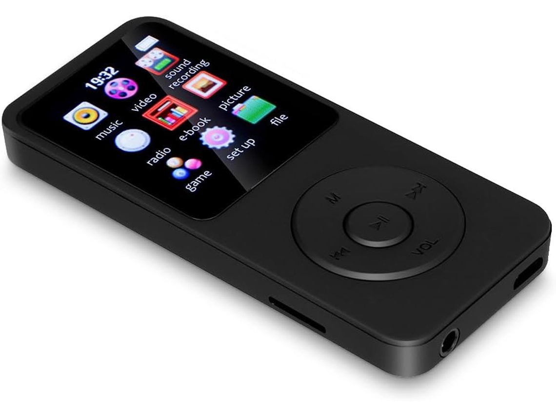 Leitor de MP3 e MP4 com Bluetooth, Gravador de E-books, Modo Esportes, Música, Voz e Vídeo para Estudantes, Preto, 8g