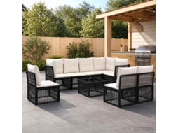 Vidaxl Conjunto De Sofá De Jardim 9 Unid. Preto Vime Pe