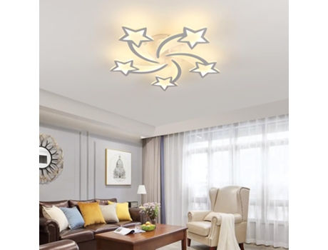 Candeeiro Goeco De Teto Em Acrílico Candeeiro Meteor, Branco, 5 Lâmpadas, 60w, Luz Quente
