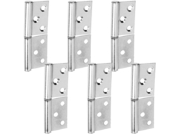 Conjunto De 6 Dobradiças De Porta Com Bandeira, Removíveis, Em Aço Inoxidável Prateado.