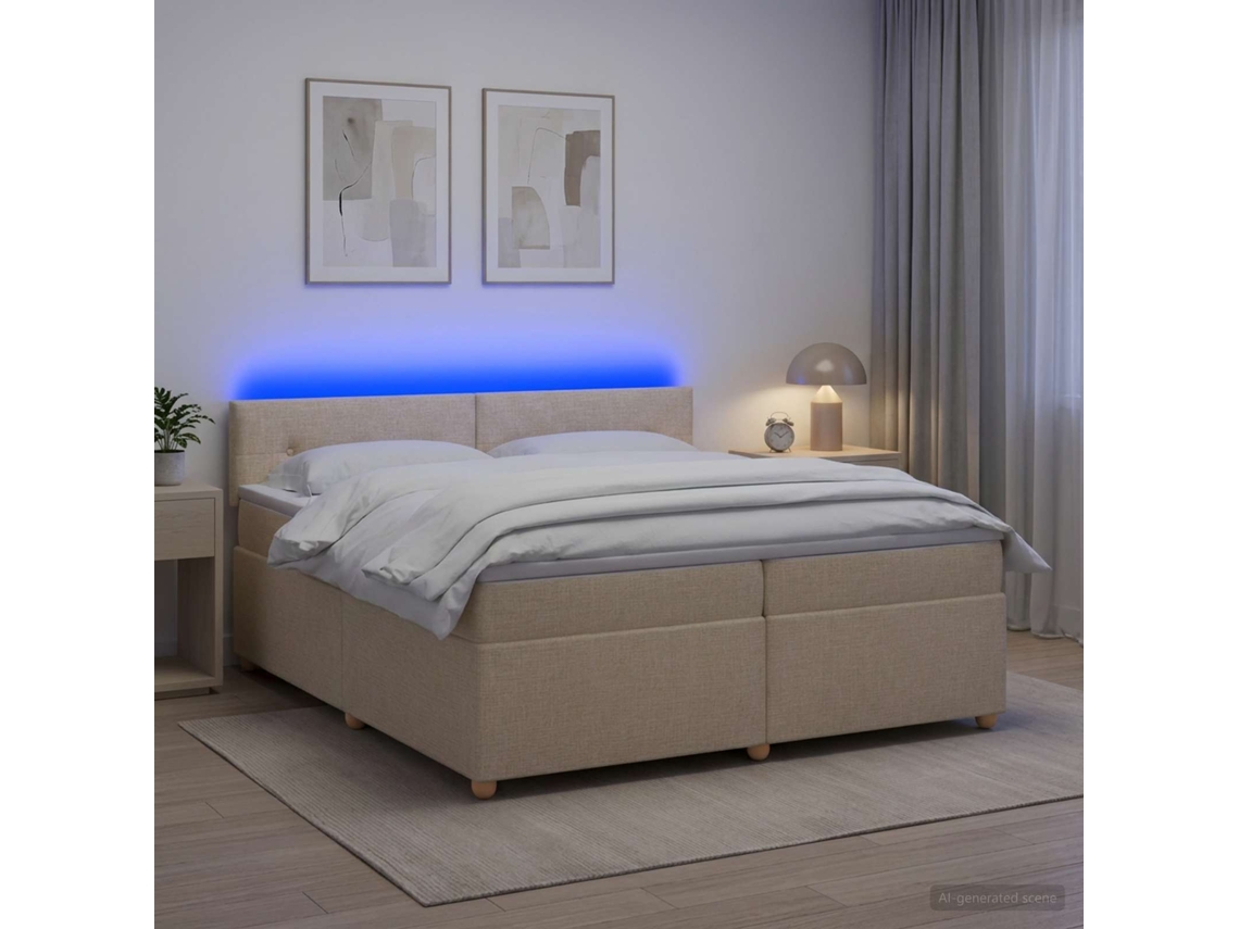 Vidaxl Cama Box Spring Com Colchão Creme 200 X 200 Cm Tecido