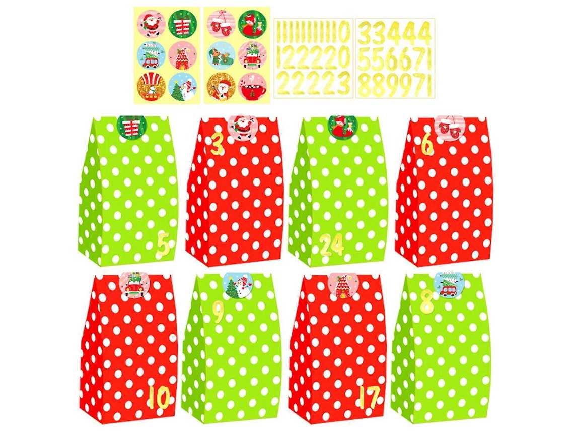 Conjunto De 24 Sacolas De Natal, Sacolas Para Presentes De Natal Nostalgia88