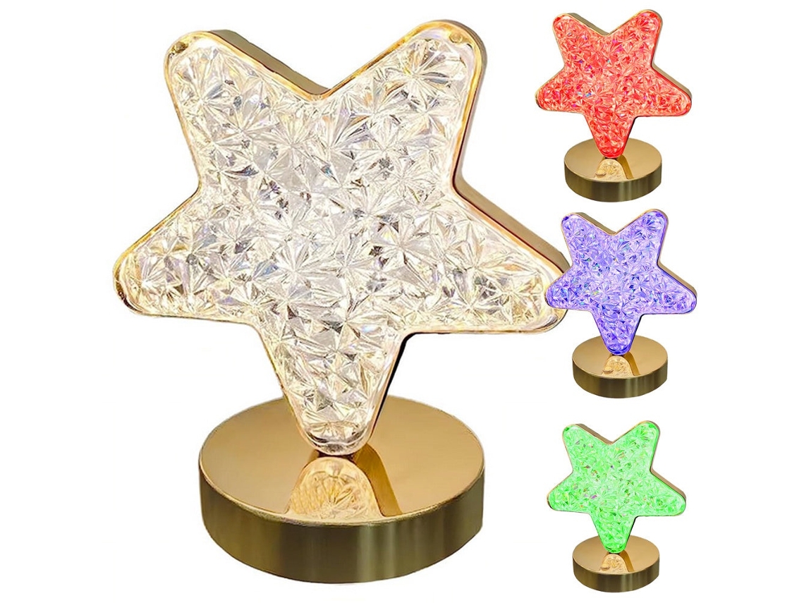 Luminária Noturna em Formato de Estrela, Led Rgb, Recarregável Via Usb, C, 17 Cm BRILVIBERA