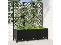 Vidaxl Vaso De Jardim Com Treliça E Rodas Preto 120 X 40 X 146 Cm Pp